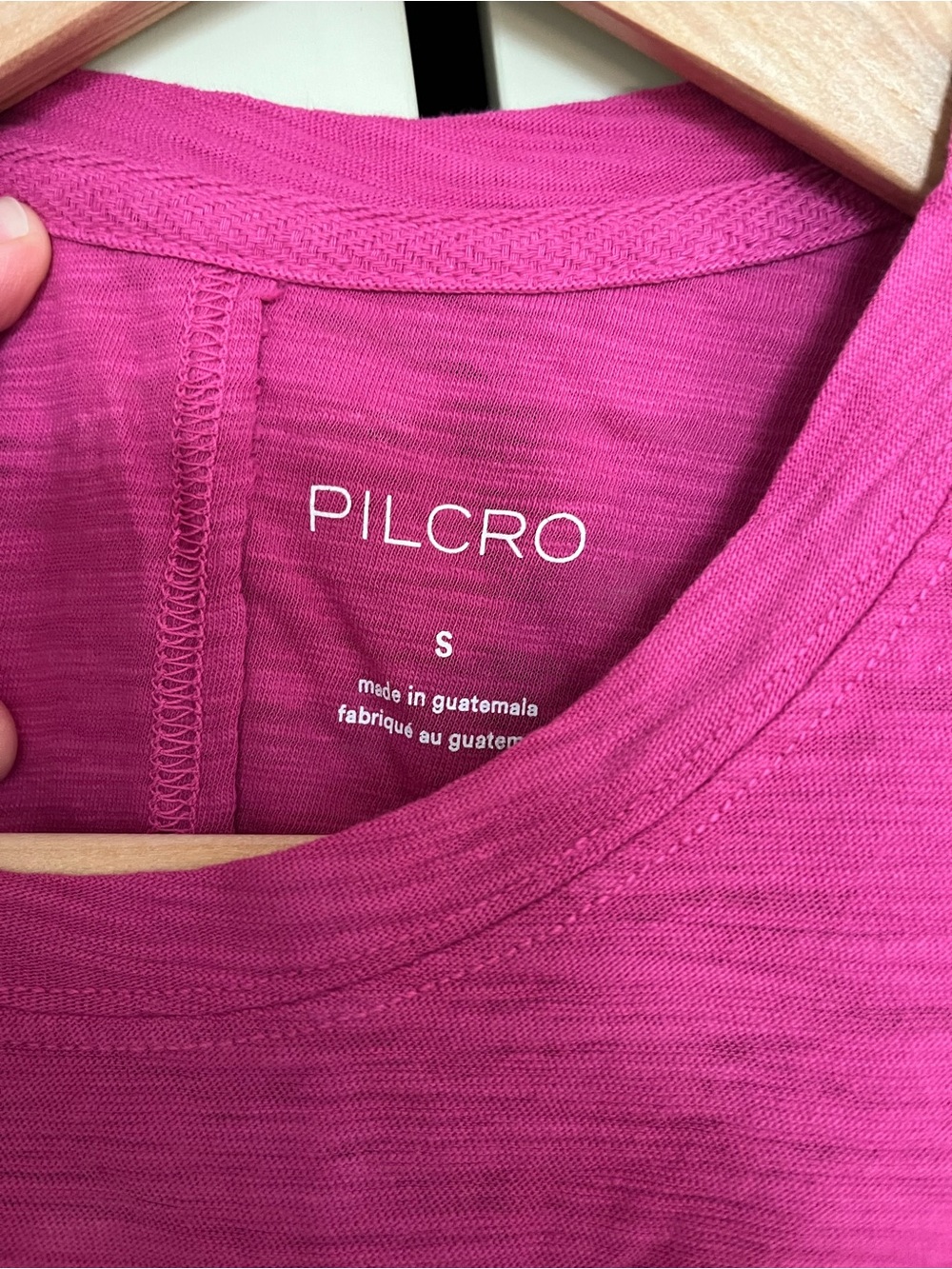 Pilcro Anthropologie Short Sleeve Crewneck Tee in Bright Magenta - Picture 3 of 4